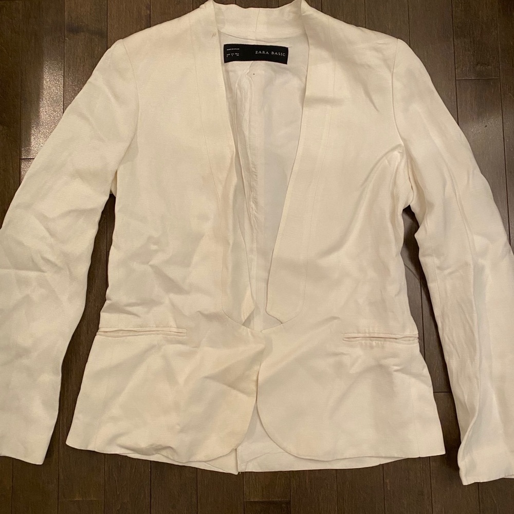 Zara white linen blazer sise Large